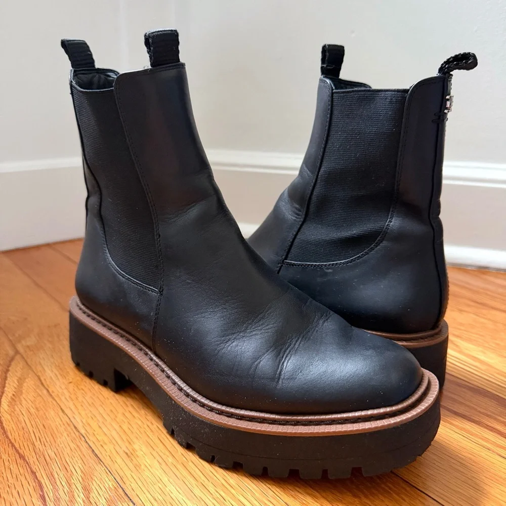 Sam Edelman Laguna Black Chelsea Ankle Boots with Lug Sole Women’s Size 7